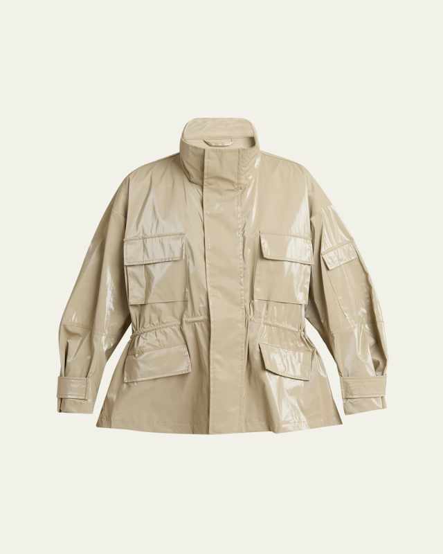 High-Neck Drawstring Cotton Jacket